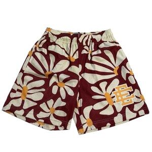 Eric Emanuel EE “Daisies” Red Floral Mesh Shorts Size L NWT